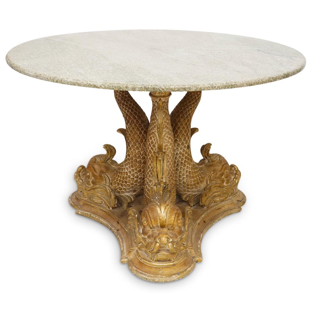 Italian Carved Wood Dolphin Foyer Table (1 of 9)