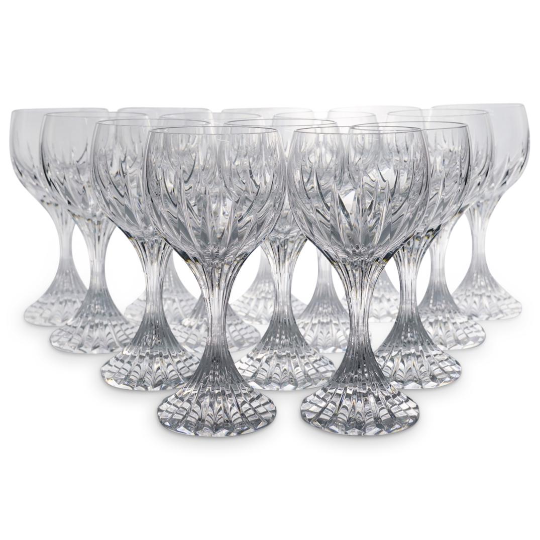 (14 Pc) Baccarat "Massena" Crystal White Wine Stemware: DESCRIPTION: Fourteen piece set of Baccarat crystal white wine stemware. Each piece is marked with Baccarat hallmark on underside. CIRCA: 20th Century ORIGIN: France DIMENSIONS: H: 6.25" D: 3.25" Have