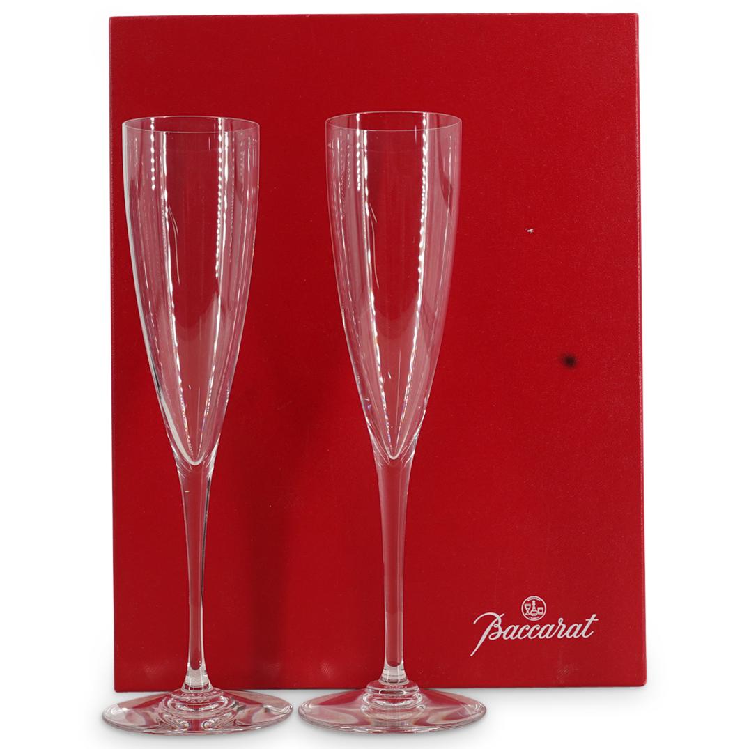 Pair Of Baccarat Crystal Glass Champagne Flutes In Box (1 of 4)