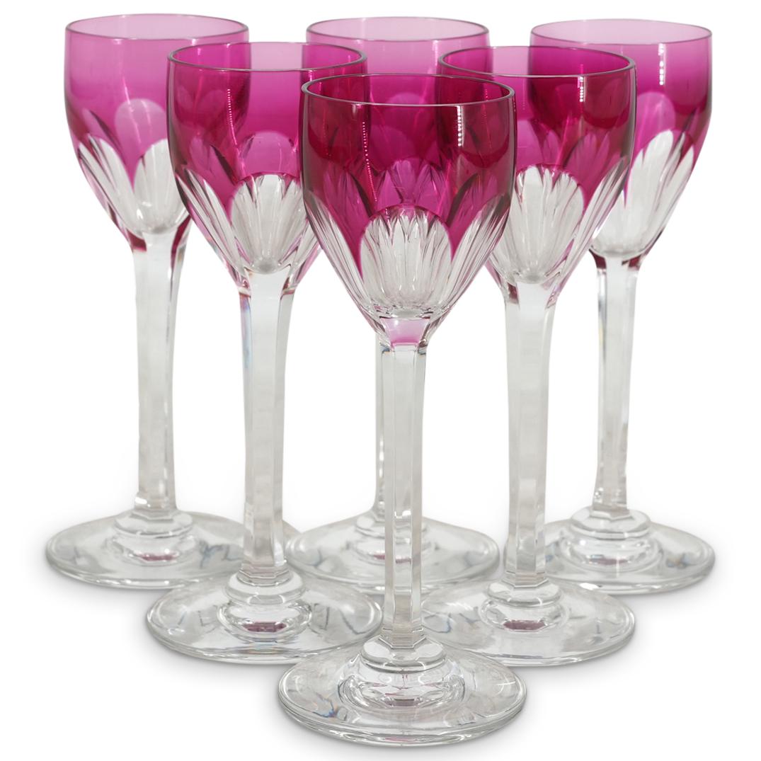 (6Pc) Baccarat Crystal Rose Cut to Clear Cordial Glasses (1 of 3)