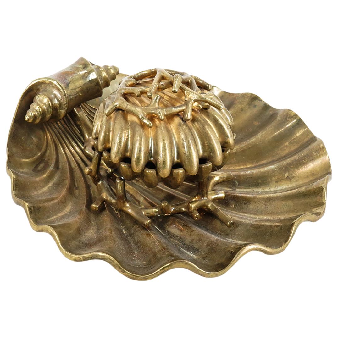 Mid Century Shell-Shaped Gilt Bronze Candle Holder (1 of 6)