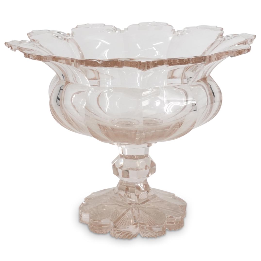French Smoky Glass Floral Form Centerpiece Bowl (1 of 5)