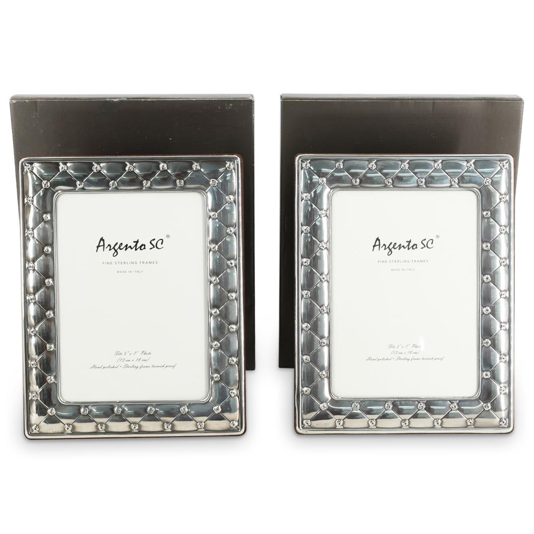 (2 Pc) Argento SC Sterling Silver Picture Frames, Original Boxes (1 of 6)