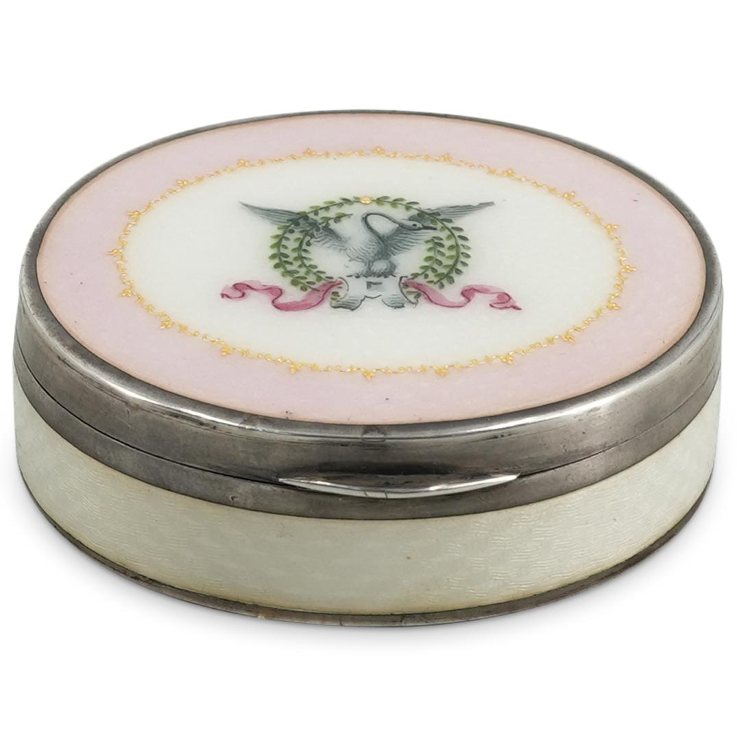 Antique Austrian Enamel Guilloche 900 Silver Pill Box (1 of 6)