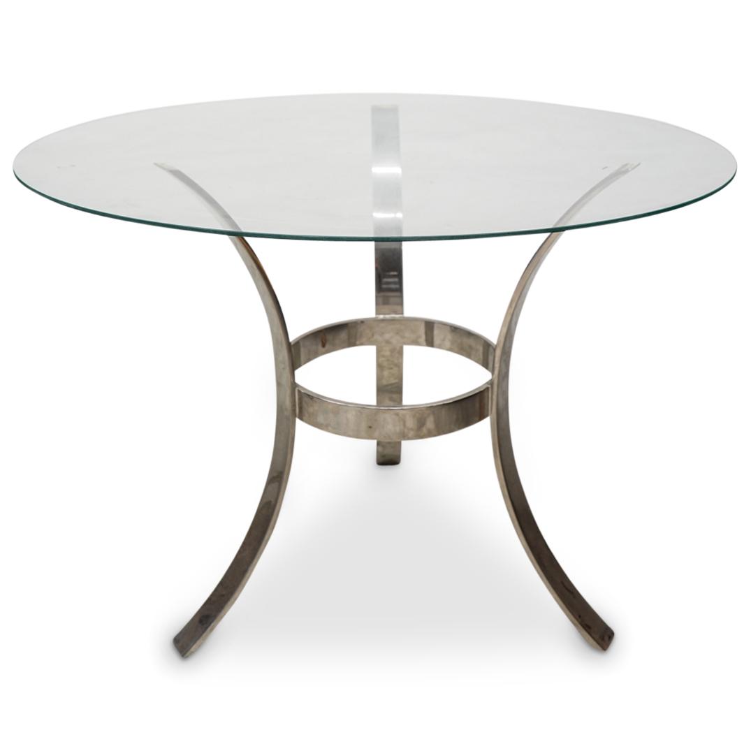 Maison Jansen Style Mid Century Chrome & Glass Round Table (1 of 6)