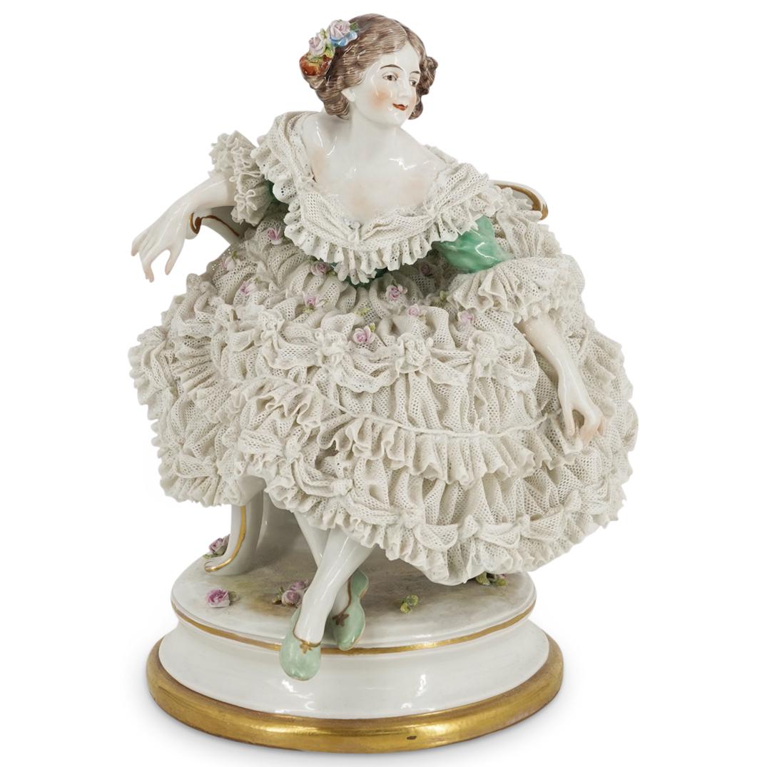 Probably Dresden Porcelain Woman With Reticulated Dress (1 of 5)