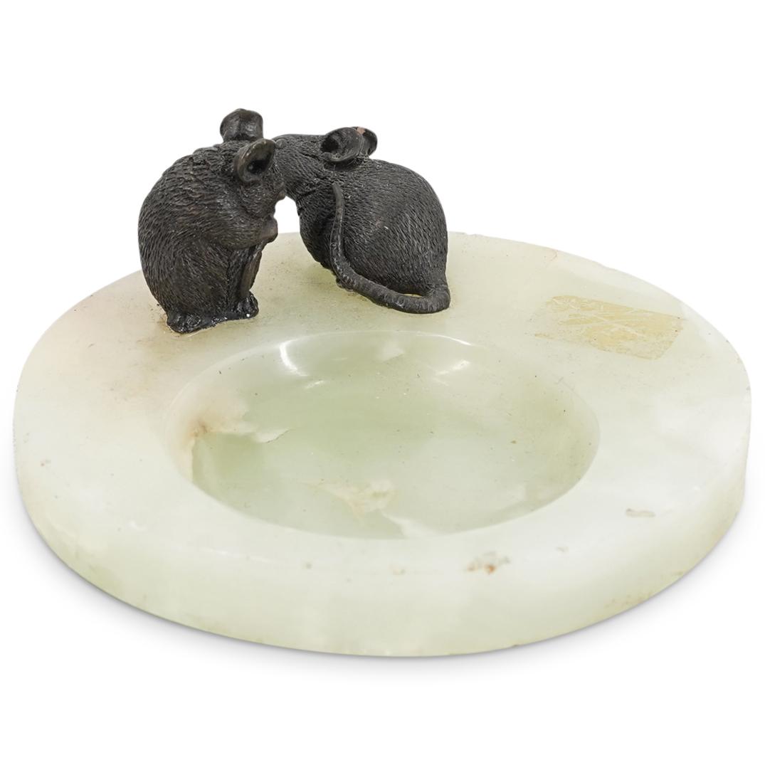 Vintage Austrian Bronze And Onyx Rat Ashtray (1 of 3)