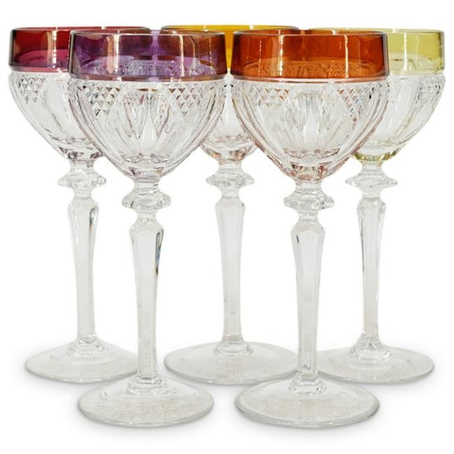 (5 Pc) Bohemian Crystal Colored Stemware (1 of 2)