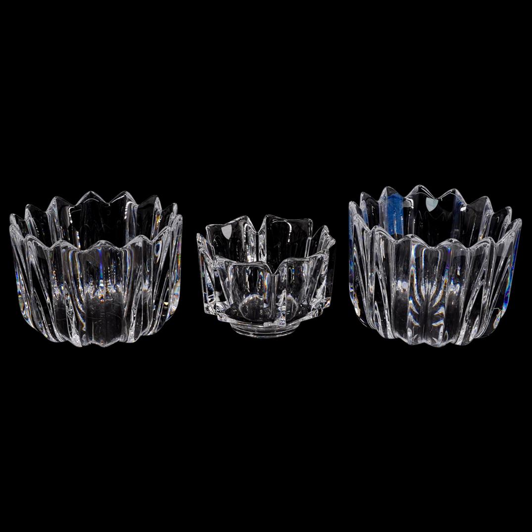 (3 Pc) Orrefors Crystal Glass Bowl Set (1 of 5)