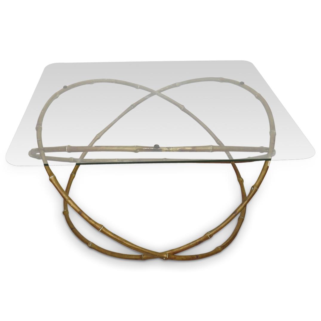 Glass & Brass Bamboo Formed Coffee Table (1 of 5)