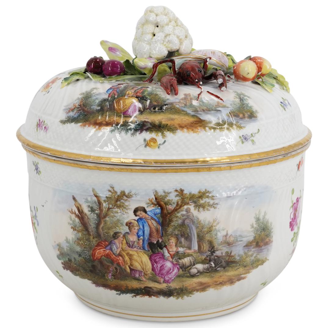 Antique Carl Thieme Dresden Porcelain Lidded Large Bowl (1 of 7)