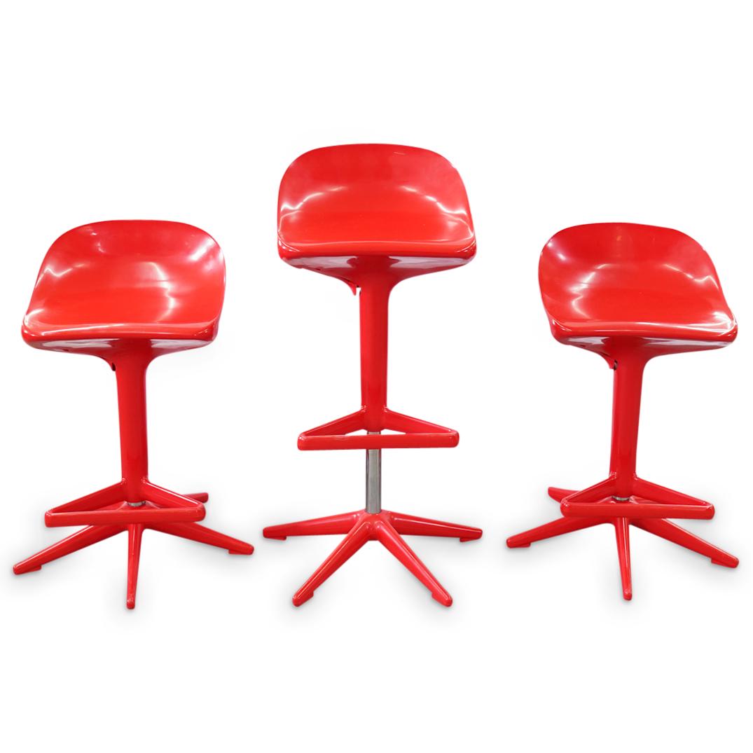 (3Pc) Kartell Red "Spoon" Stools (1 of 11)