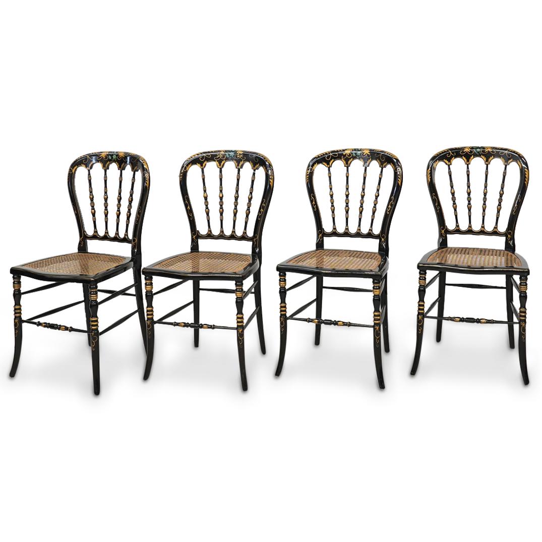 (4Pc) Italian Ebonized Wood Chair Set (1 of 11)
