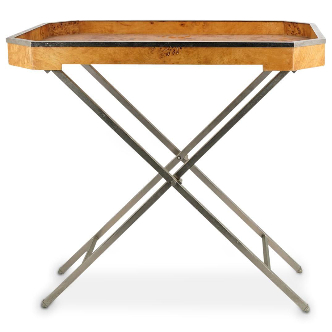 Mid Century Burl Wood Tray Table (1 of 6)