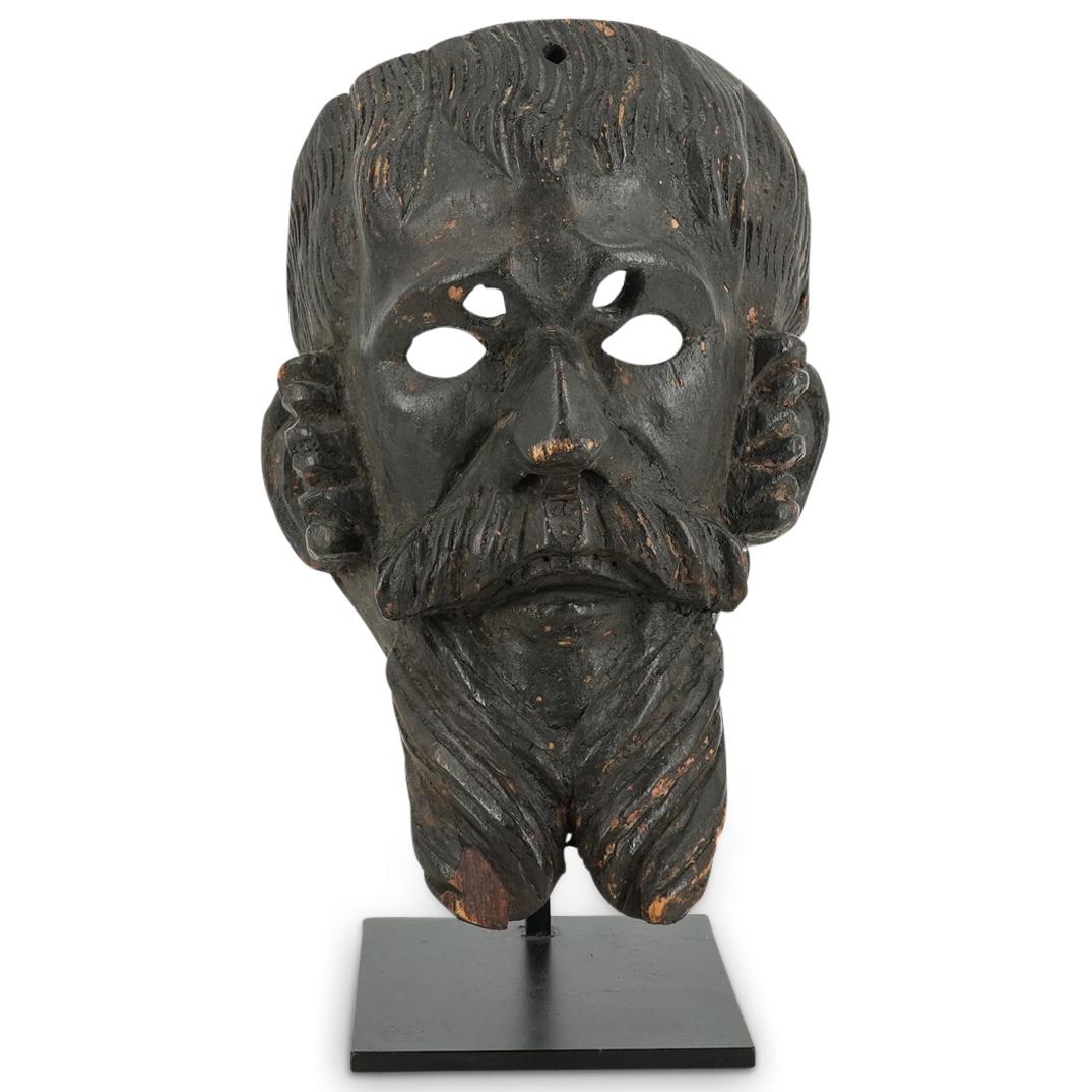 Antique French Carved Wood Theater Mask (1 of 6)