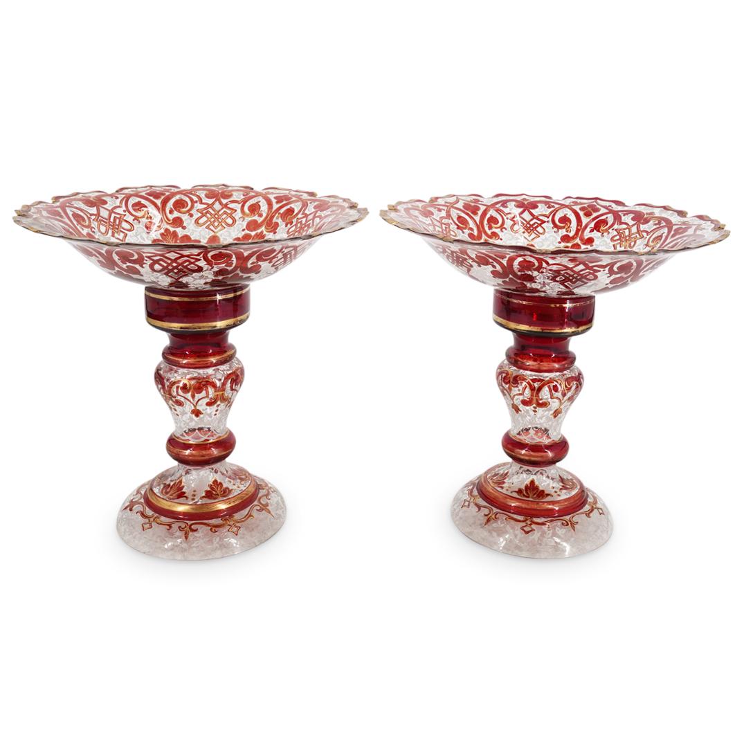 Pair of Antique Gilt Bohemian Crystal Compotes (1 of 9)