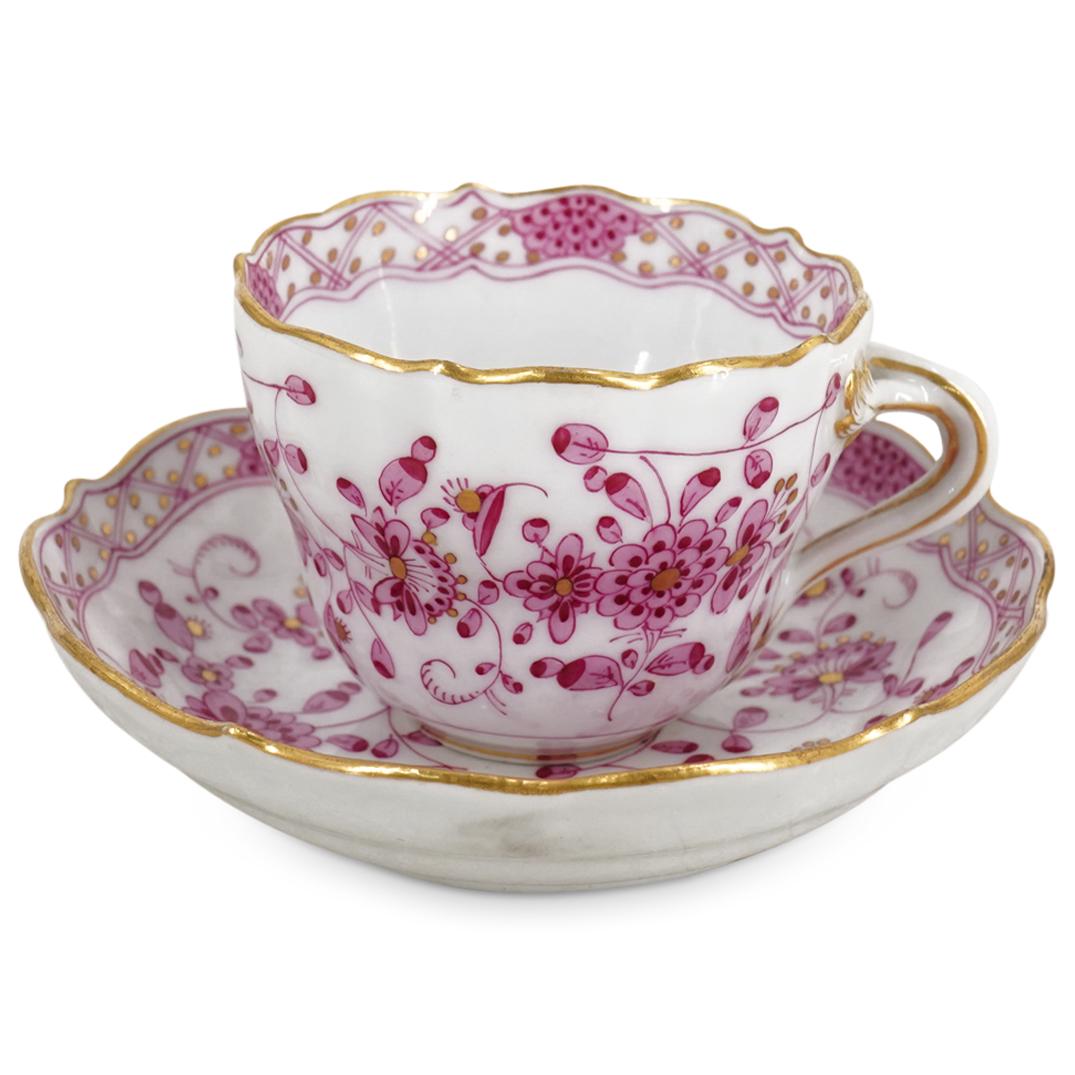 Meissen Porcelain "Pink Indian" Tea Cup & Saucer (1 of 4)
