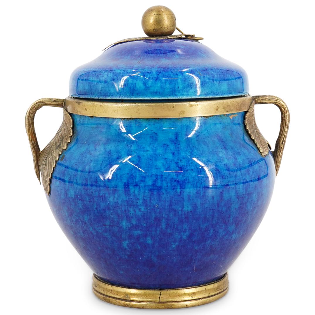 French Sevres Porcelain & Gilt Bronze Art Deco Small Lidded Jar (1 of 6)