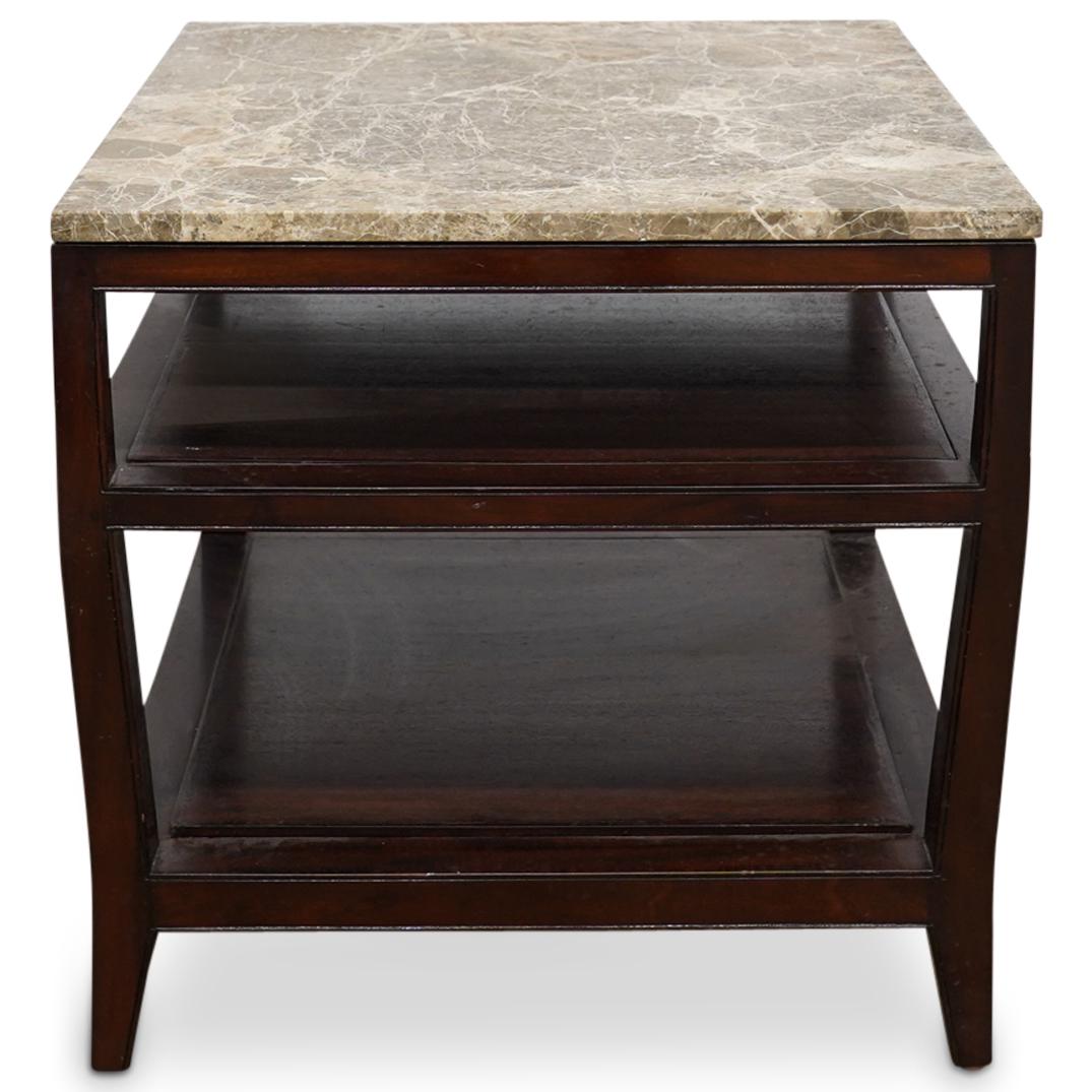 Marble Topped Three-Tier Wood Table (1 of 6)
