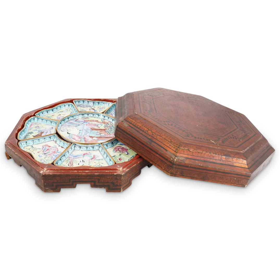 Antique Chinese Export Sweet Meat Tray in Lacquered Box (1 of 13)