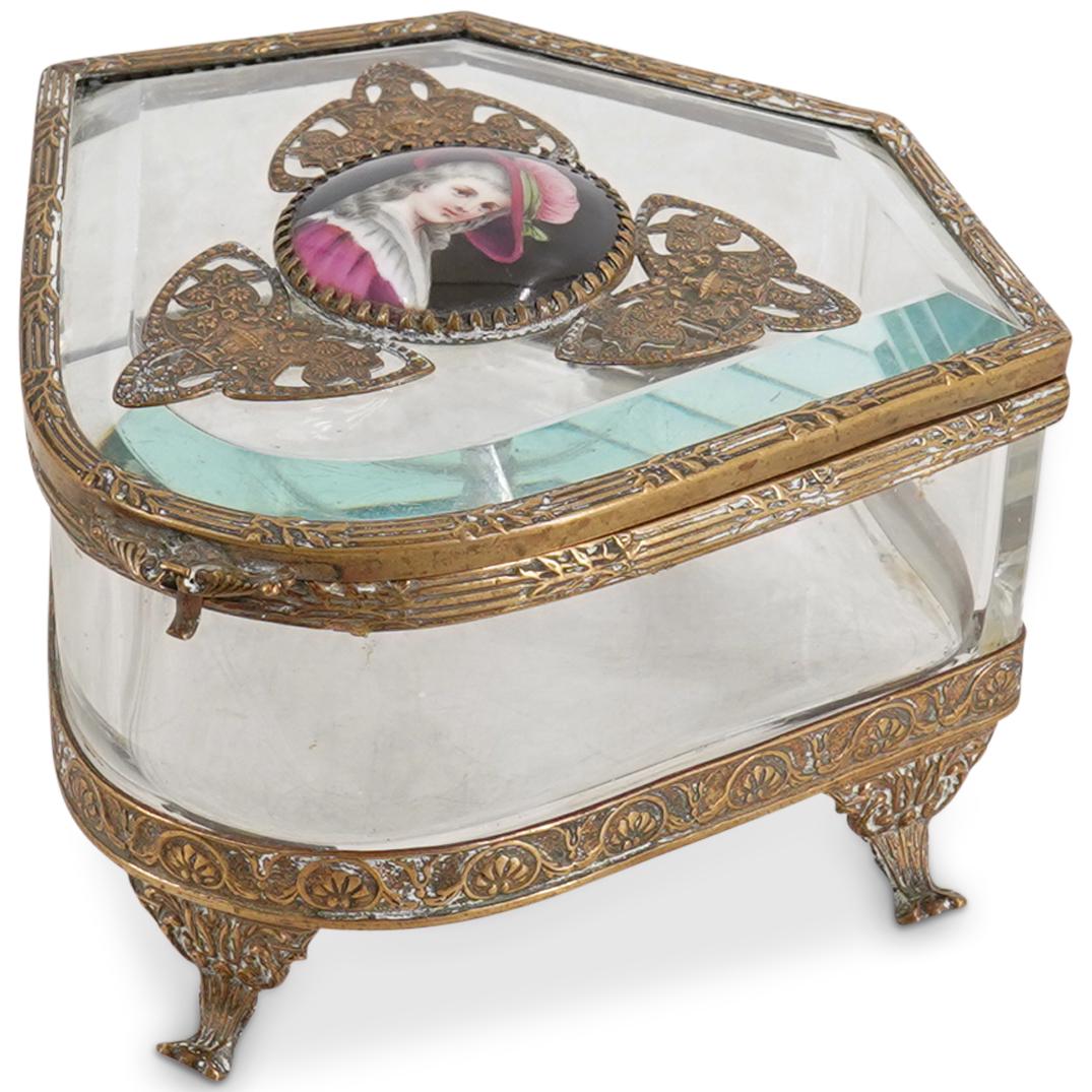 Antique French Gilt Bronze & Crystal Jewelry Box (1 of 4)