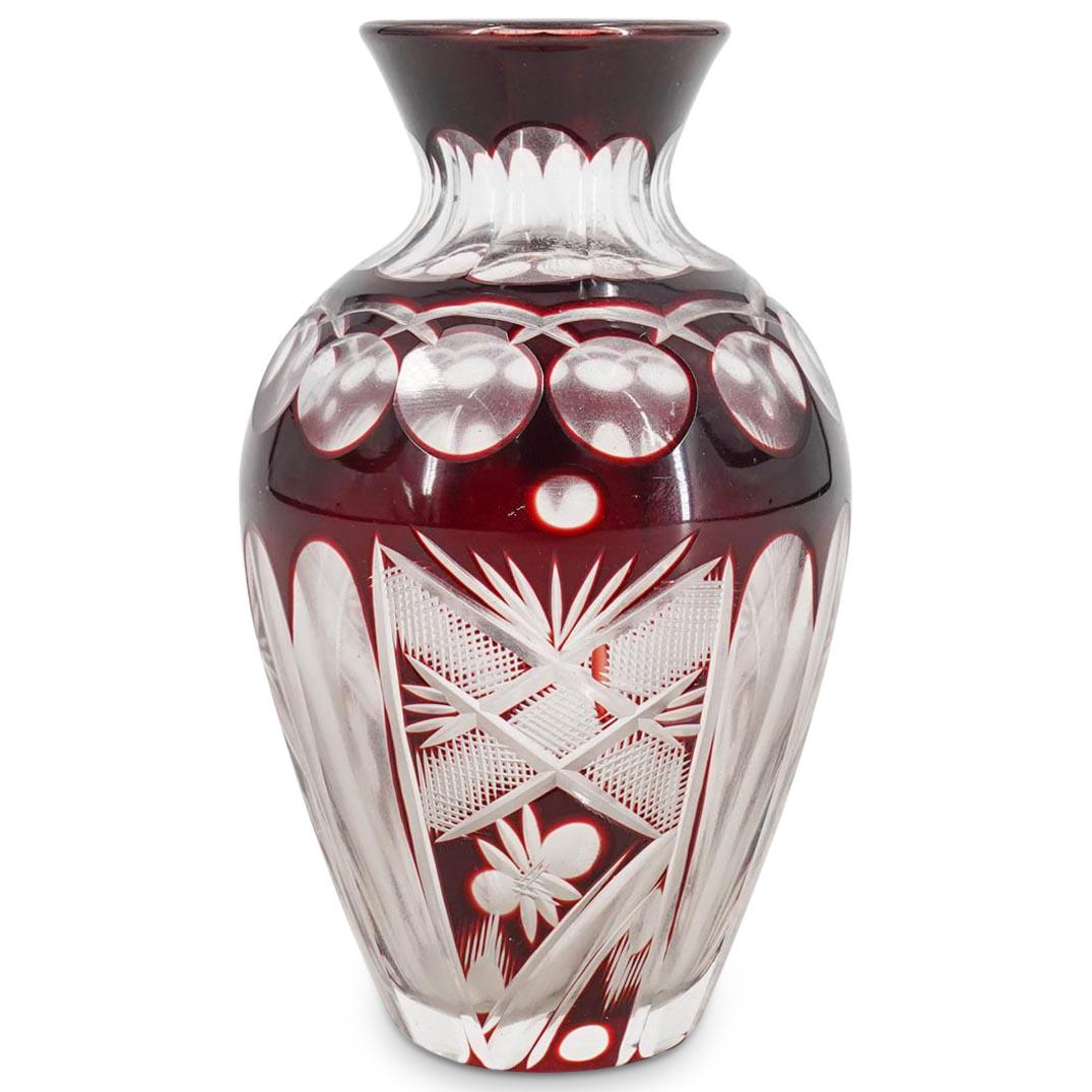 Bohemian Czech Cut To Clear Crystal Vase (1 of 4)