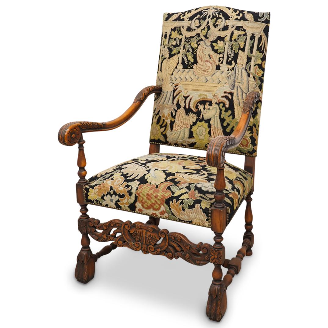 Renaissance Revival Carved Wood Upholstered Chair (1 of 11)