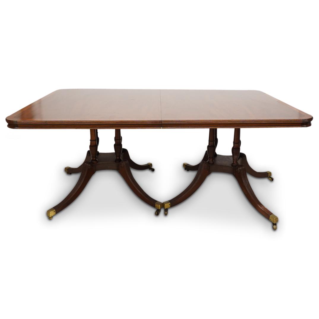 Large Carved Wood Marquetry Dining Table On Wheels (1 of 11)
