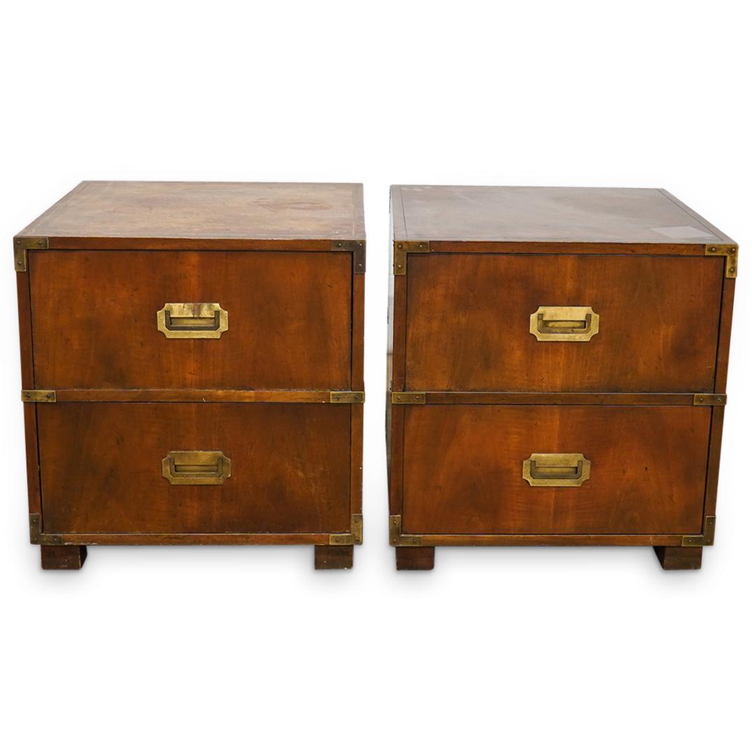 Pair of Baker Furniture Campaign Style Nightstands (1 of 11)