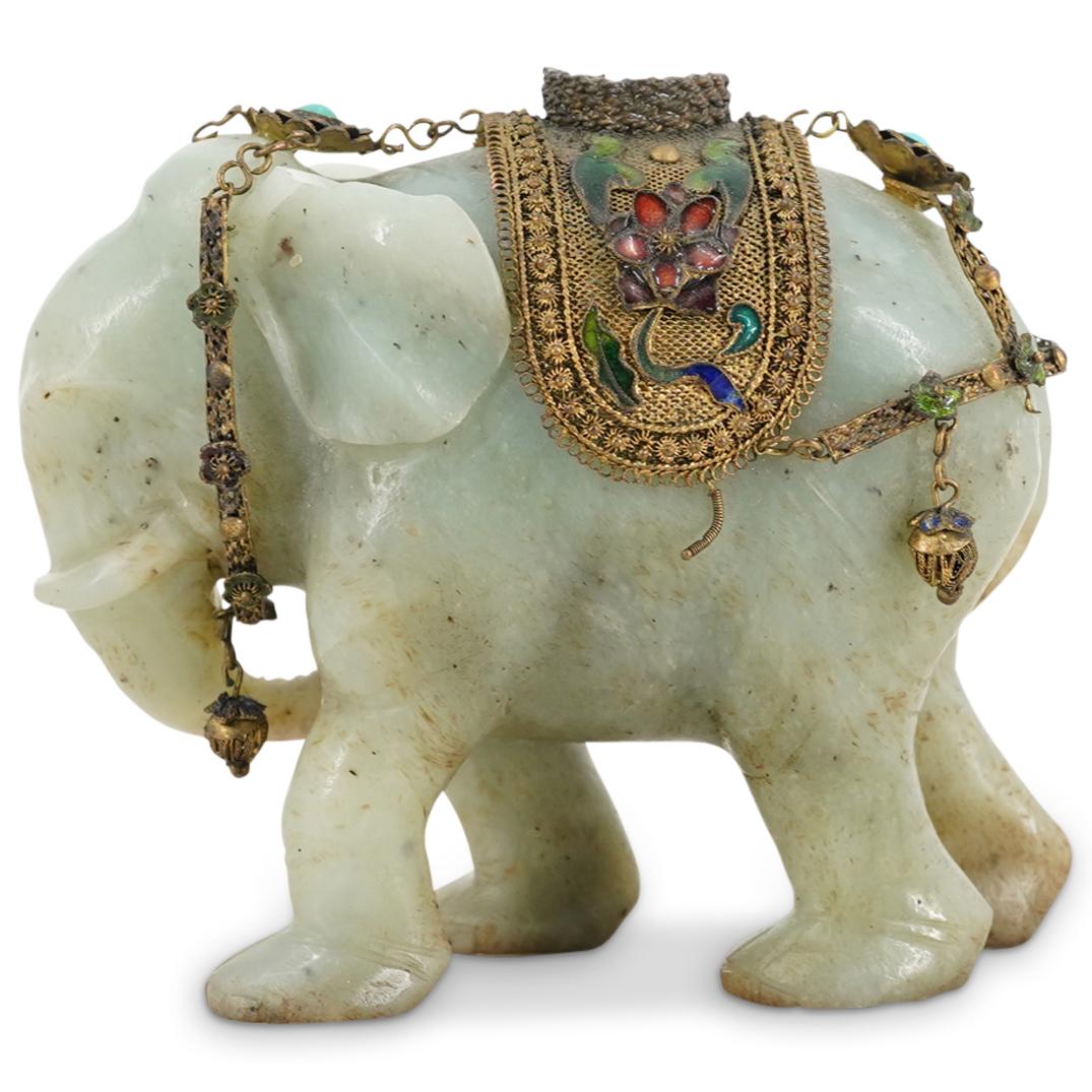 Chinese Jade Carving Elephant Figurine (1 of 5)