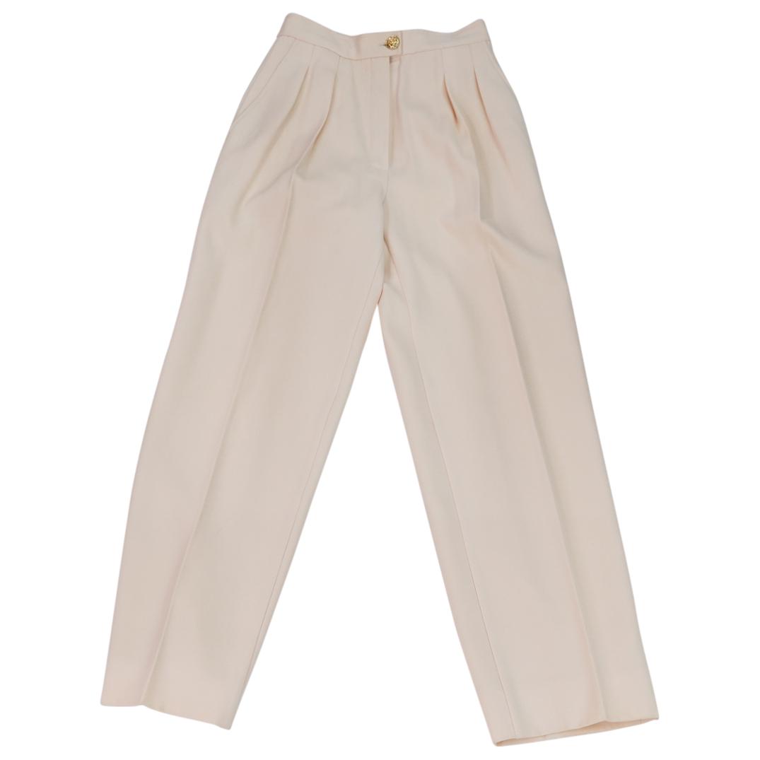 Vintage Chanel Designer Beige Wool & Silk Pants (1 of 6)