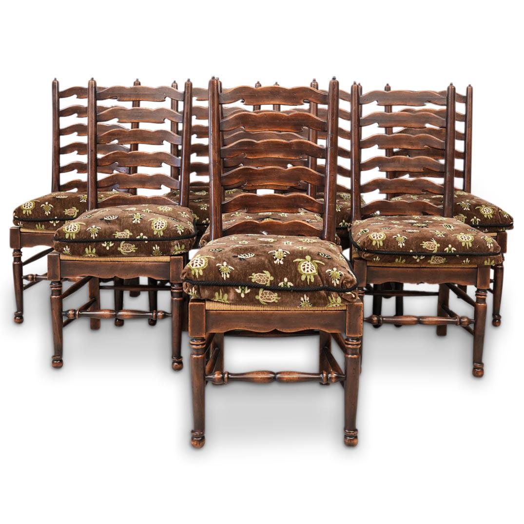 (8Pc) English Country Oak Ladder Back Chairs (1 of 10)