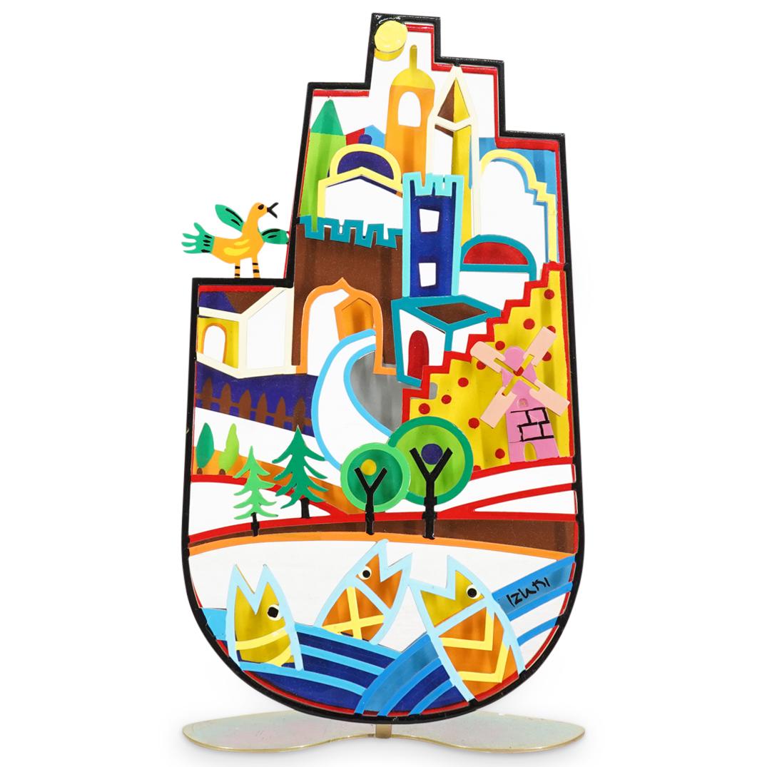 Judaica Tzuki Art Hand Painted Hamsa Hand Jerusalem Wall (1 of 4)