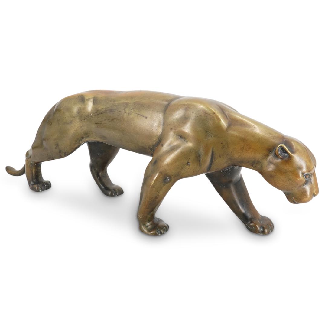1930s Art Deco Solid Bronze Panther Statue (1 of 6)