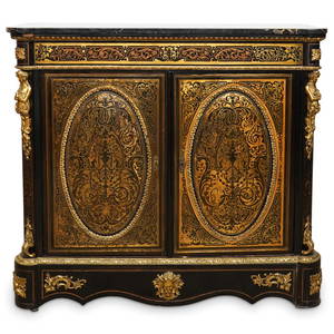 Napoleon III Boulle Marble-Top Parlor Cabinet