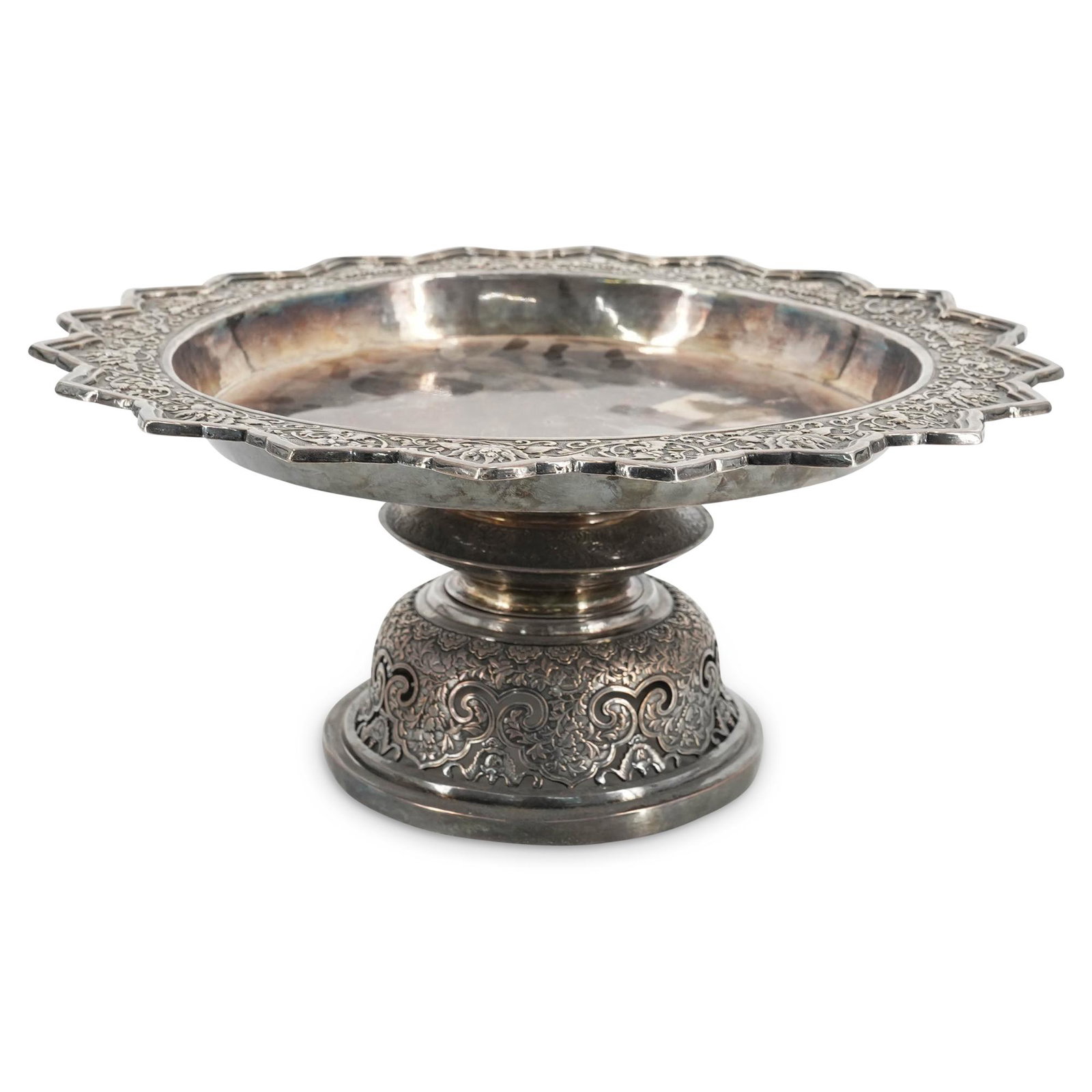 Antique Thai Silver Stem Dish Altar Piece (1 of 6)