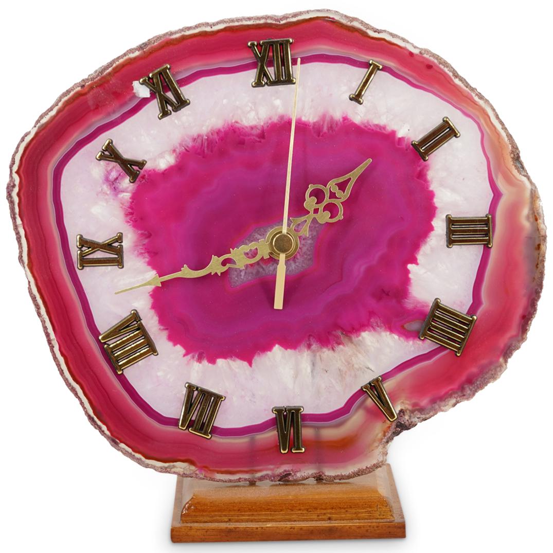 Pink Polished Agate Desk Clock (1 of 5)