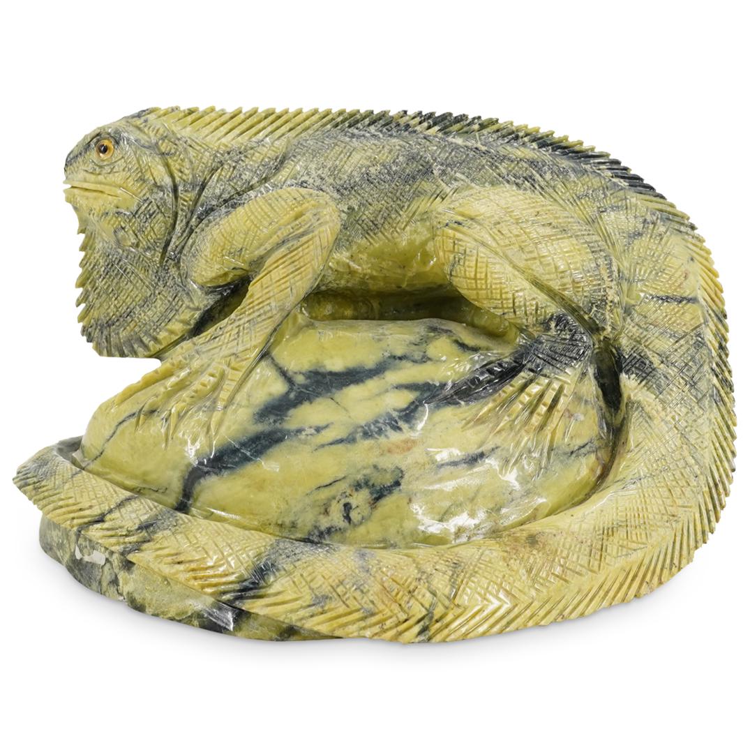 Carved Solid Jasper Stone Iguana Sculpture (1 of 8)