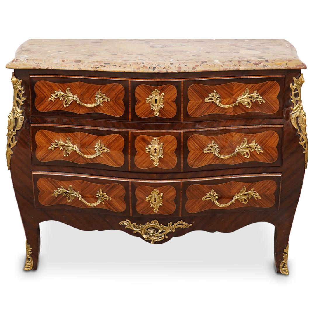Marquetry Wood & Marble Top Sink Console (1 of 10)