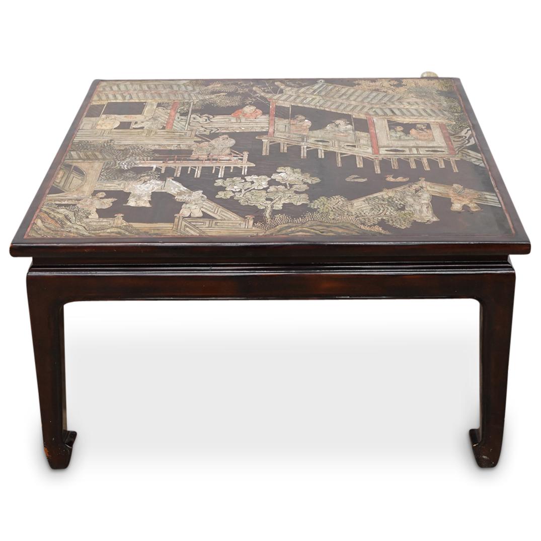 Antique Chinese Lacquered Inset Table (1 of 8)