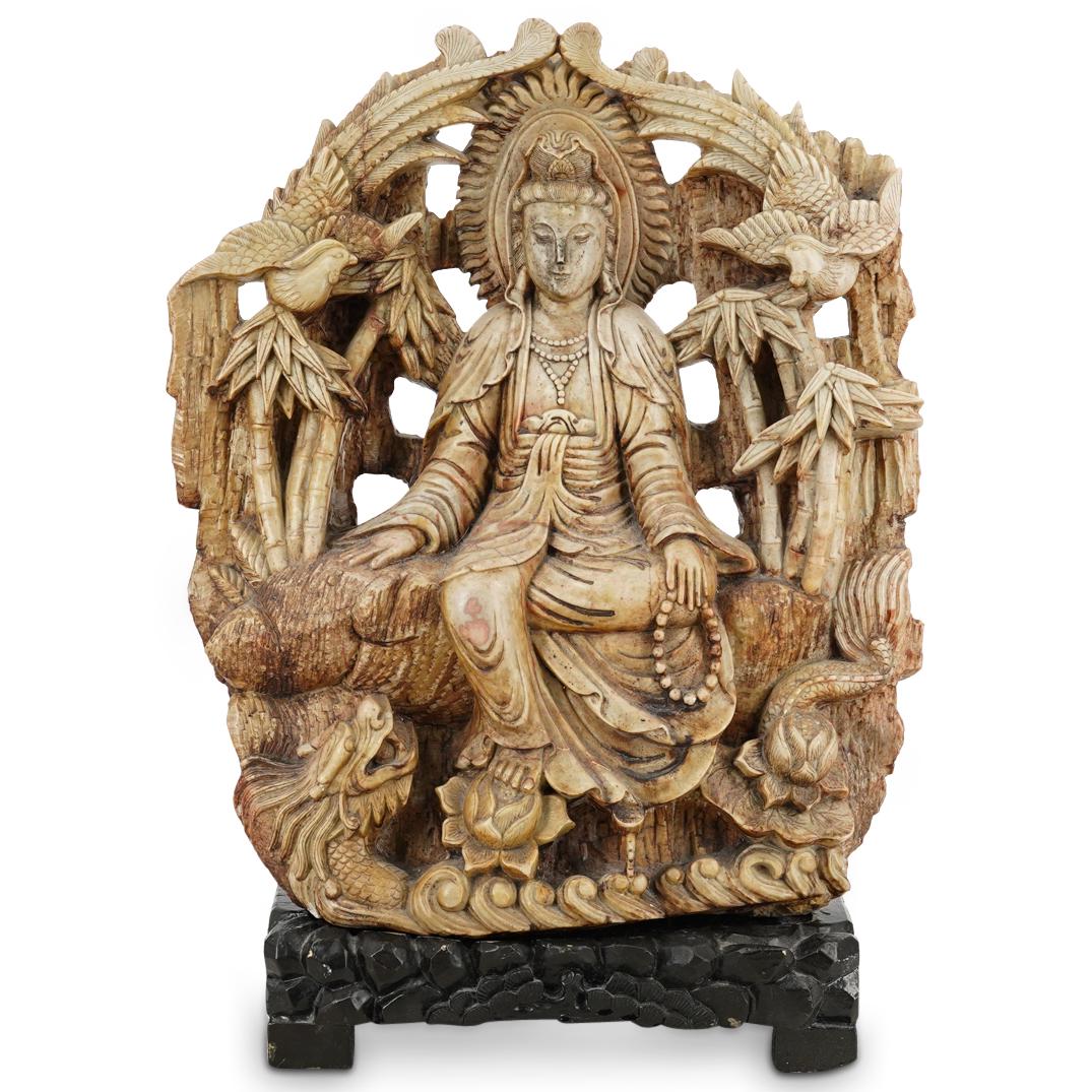 Antique Chinese Open Work Soapstone Guan Yin Sculpture (1 of 8)