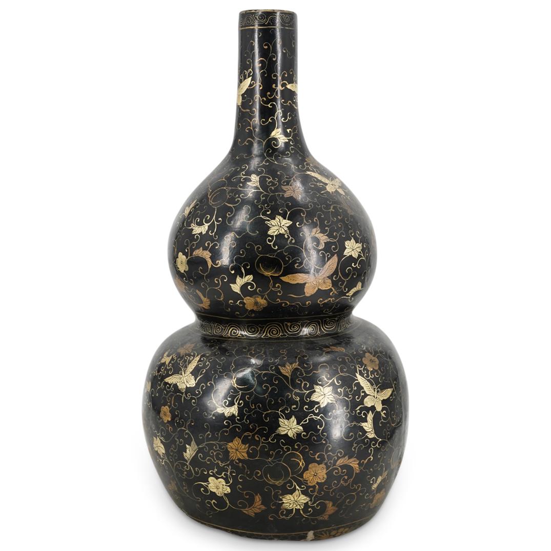 Chinese Large Black Lacquered Double-Gourd Vase (1 of 9)