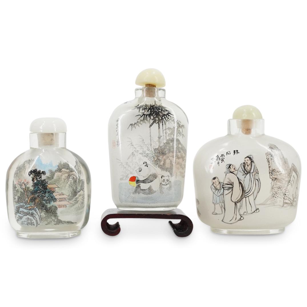(3 Pc) Chinese Reverse Painted Glass Snuff Bottles (1 of 6)