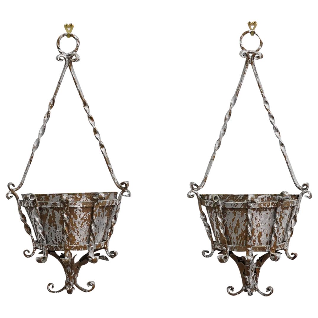 Pair of French Iron Wall Planters (1 of 6)