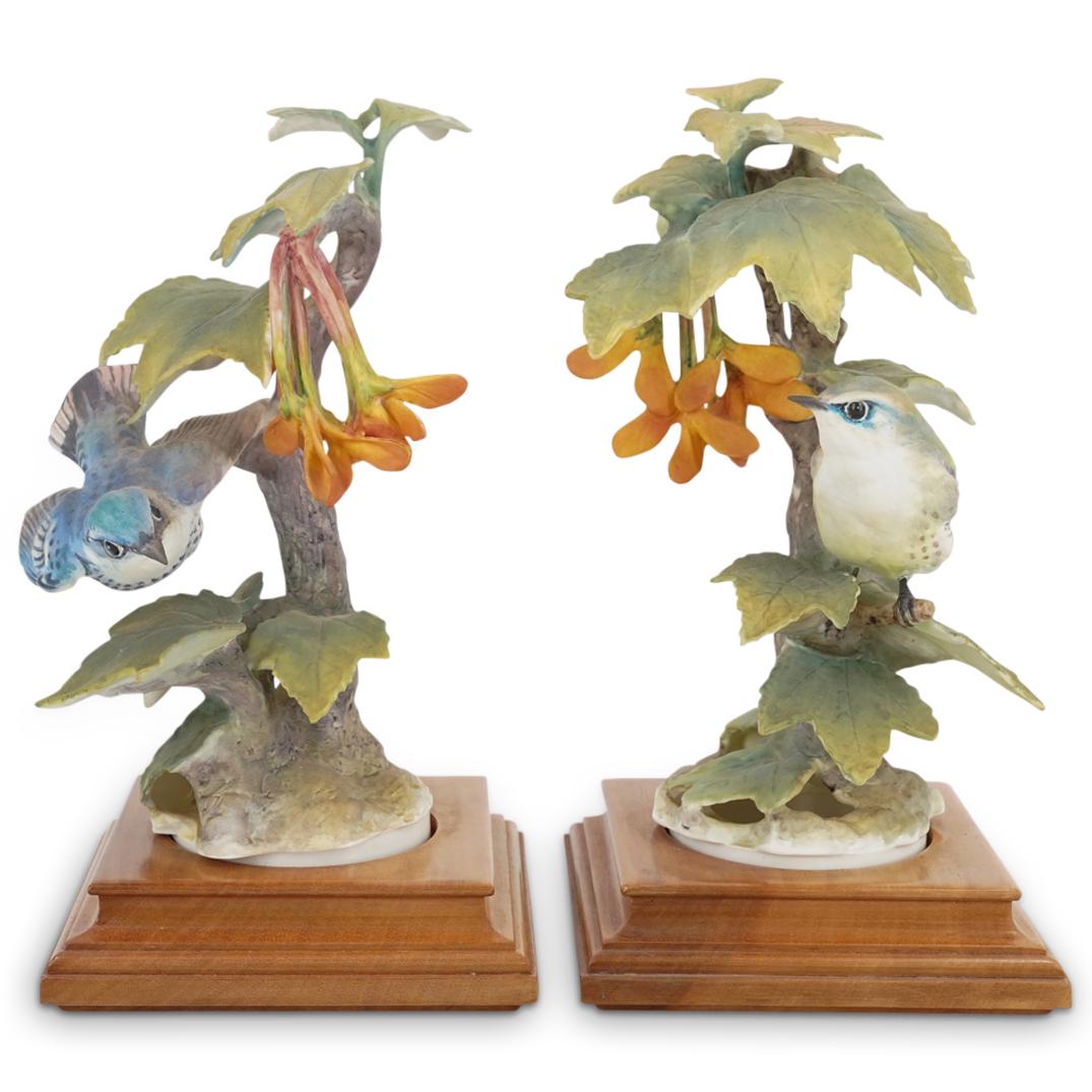 Pair Of Royal Worcester "Cerulean Warbler And Maple" Sculpture (1 of 9)