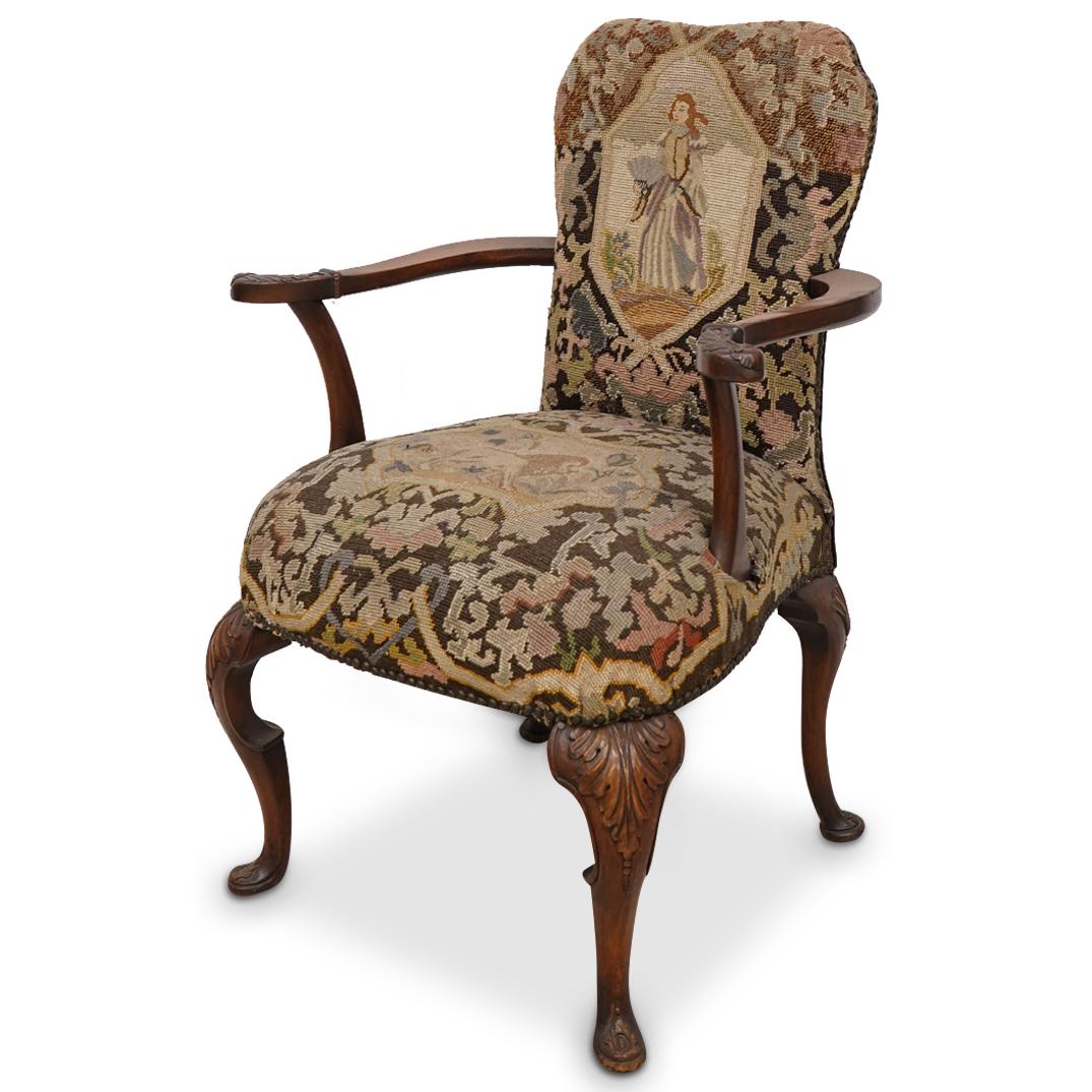 Antique Needlepoint Upholstered Chair (1 of 7)