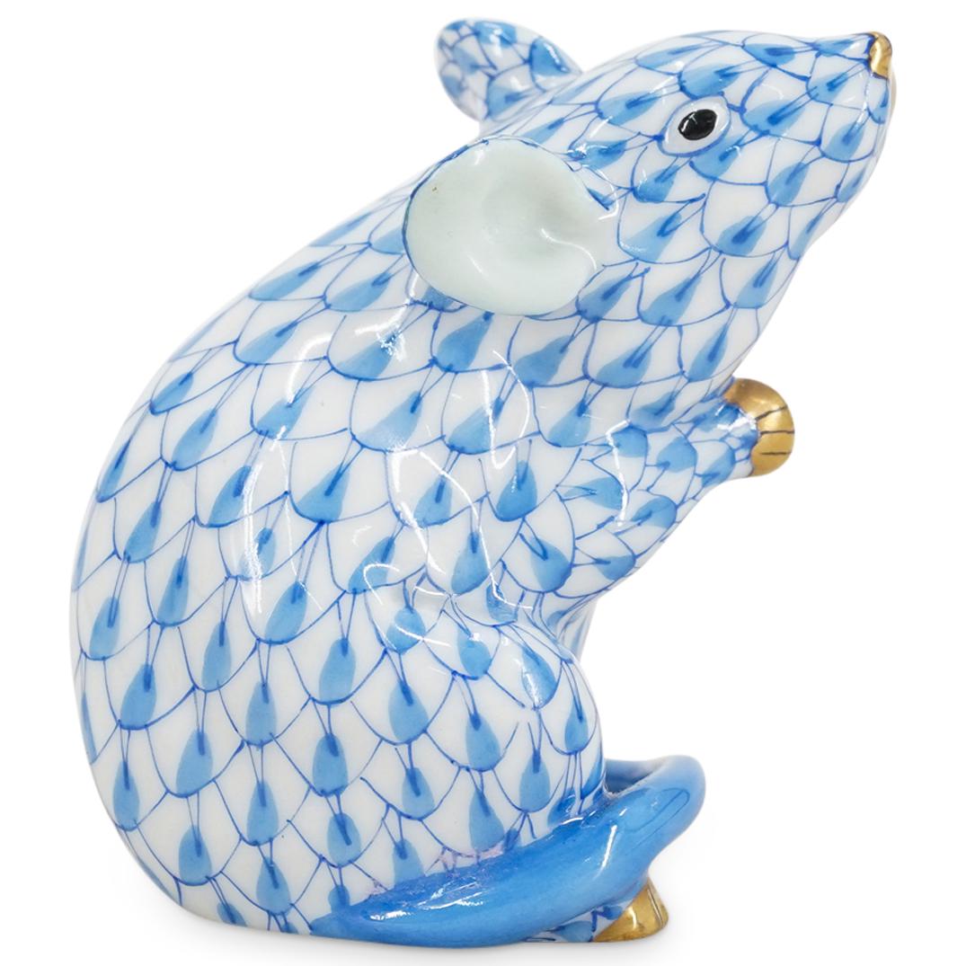 Herend Porcelain Mouse Blue Fishnet Figurine (1 of 5)
