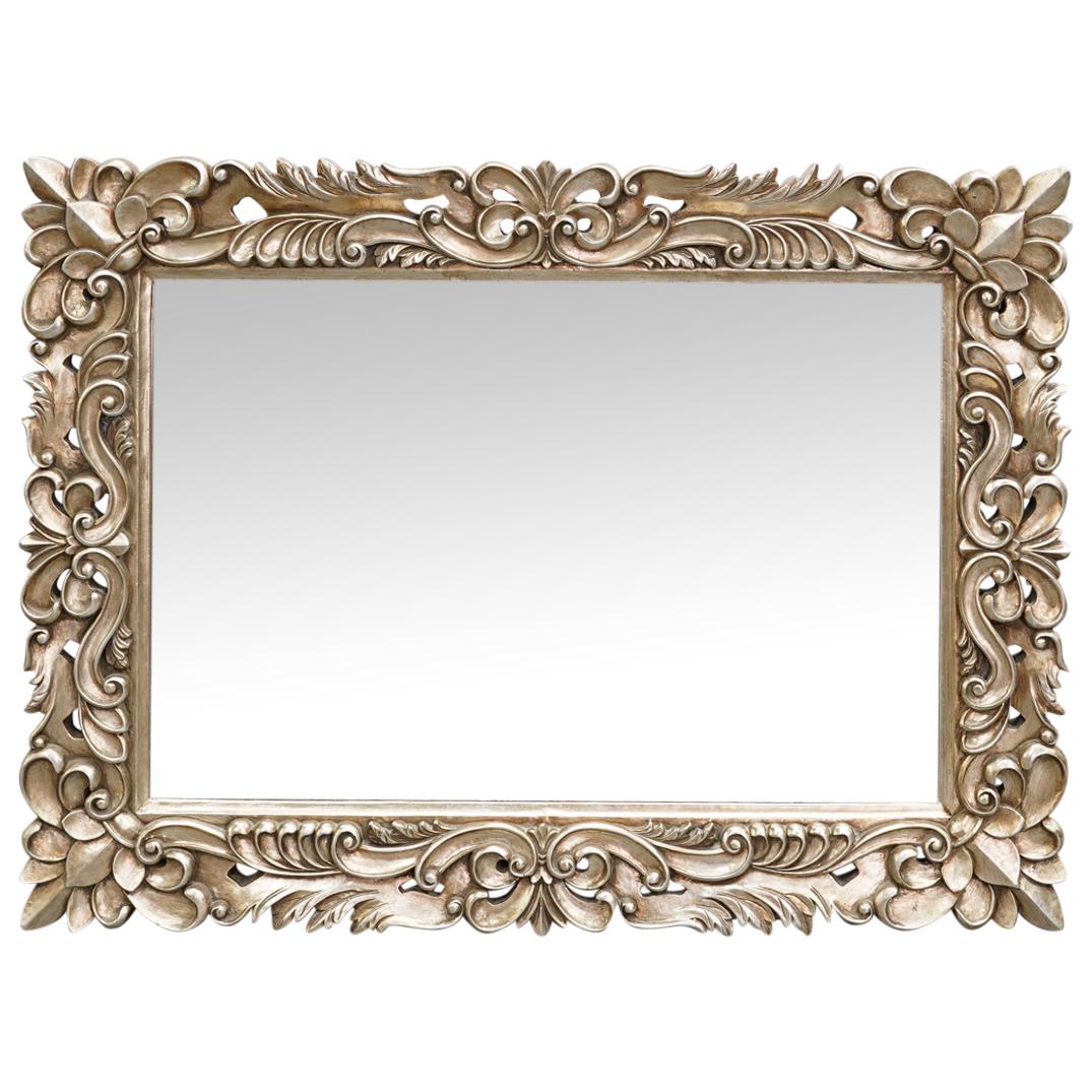 Designer Silver Leaf Floral Carved Mirror (1 of 4)