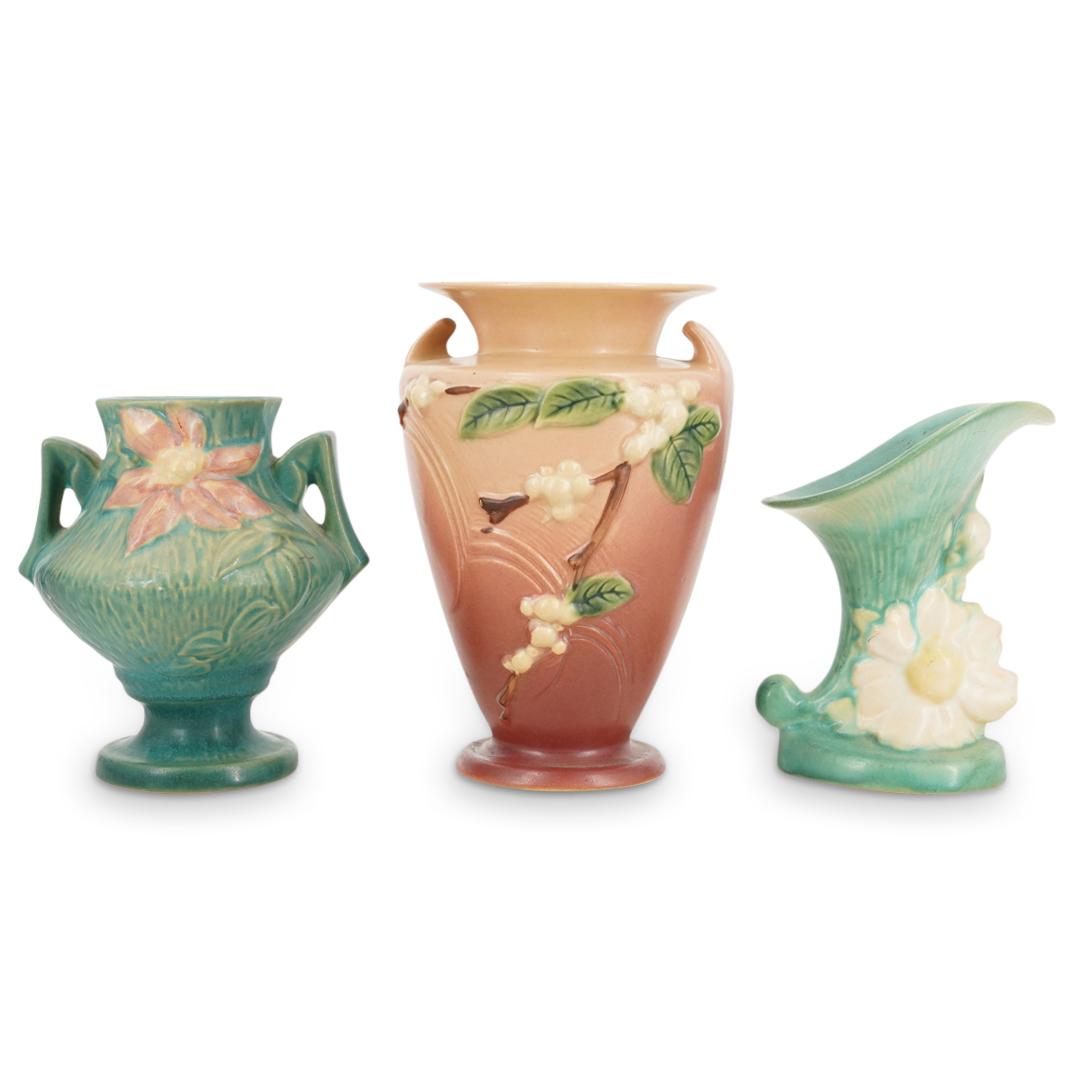 (3 Pc) Roseville Ceramic Vases (1 of 8)