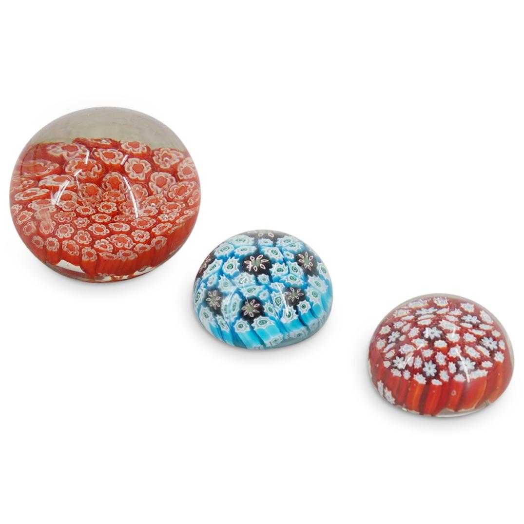(3 Pc) Italian Murano Glass Millefiori Paperweight (1 of 4)